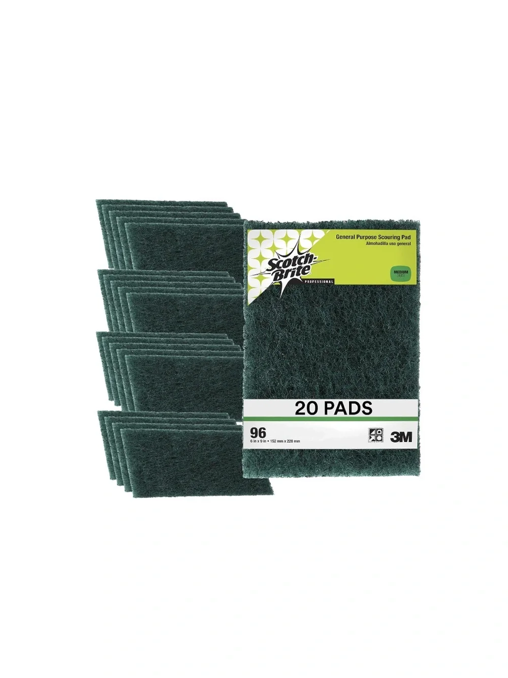 Scotch Brite Green General Purpose Scouring Pads - 20 Pack